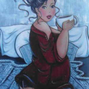 Dikke Dame met een kop koffie